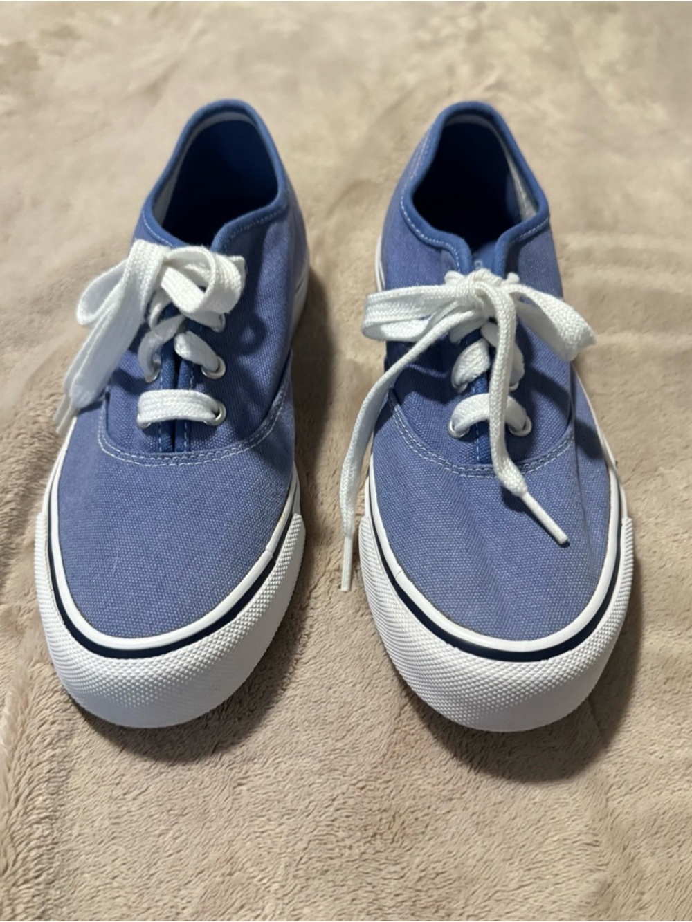 Bass Blue Canvas Low-Top Sneakers with White Soles
